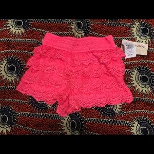 Hot Pink Shorts with Layered Ruffles NWT